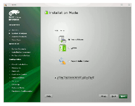 SLES11 Installation Mode Screen