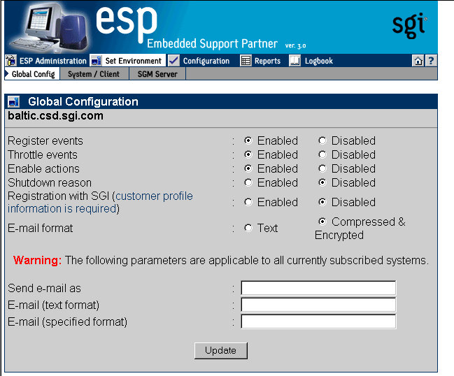 Figure 4-7 Global Configuration Window (Web-based Interface)