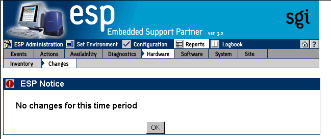 Figure 6-32 Example Hardware Changes Report (Single Group Manager Mode)