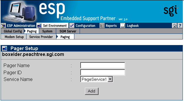Figure 4-11 Pager Parameters Window (Web-based Interface)