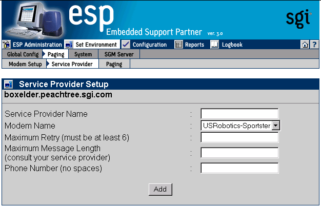 Figure 4-10 Paging Service Provider Pager (Web-based Interface)