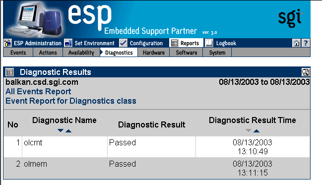 Figure 6-22 Example Diagnostic Results Report (Single System Manager Mode)
