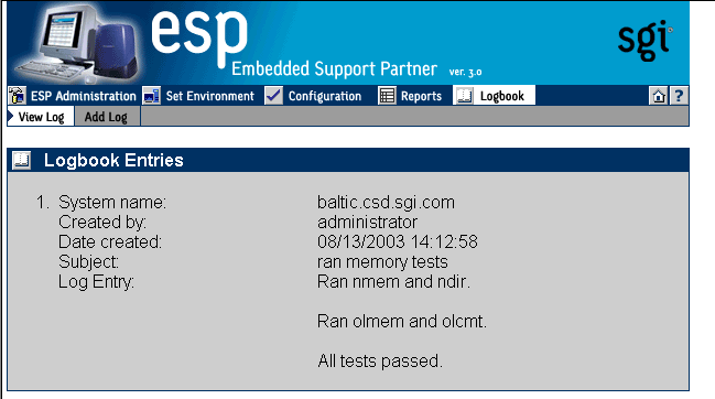 Figure 7-6 Logbook Entry Information (System Group Manager Mode)